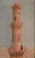 Muezzin on Minaret in the Morning Light (Muezzin auf Minarett im morgendlichen Licht)