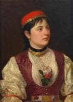 Portrait of a Young Woman in Traditional Costume