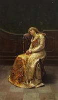 Girl in Brocade Dress, Sitting