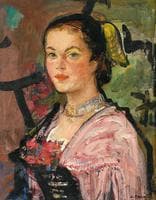 Portrait of a Young Woman in Traditional Costume