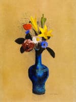 Bouquet of Flowers in a Blue Vase