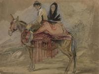 Spanish Couple Riding a Mule