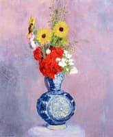 Bouquet of Flowers in a Blue Vase
