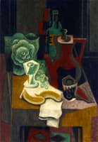 Coffee Pot, Two Bottles and Salad