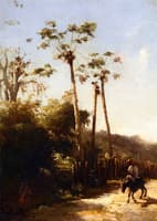 Antilles Landscape, Donkey and Rider on a Path
