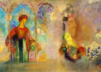 Gothic Arcade, Woman Gathering Flowers