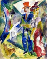 Man with Red Top Hat and Woman