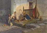Oriental Courtyard with Mother and Child