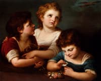 Children with a Bird's Nest and Flowers
