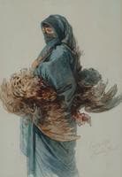 An Egyptian Woman Carrying a Brace of Chickens, Cairo