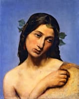 Head Study of a Girl with Vine Leaves in Her Hair
