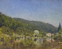 View of a Lake Lined by Trees (Bewaldeter Seeblick)