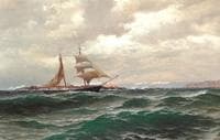 View of a Sailing Boat off the Norwegian Coast