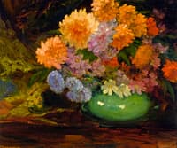 Dahlias in Green Bowl