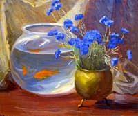 Goldfish Bowl and Flowers