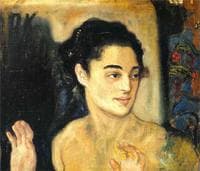 Girl with hands raised