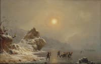 A Winter Landscape with Hunters on the Ice
