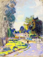 Village Street with Three Figures