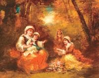 Oriental Women Picking Flowers
