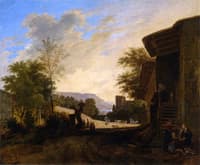 Landscape with Farm, Cattle and Figures