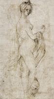 Female Nude with Drapery, Holding an Apple