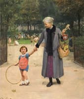 In the park with grandmother