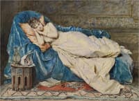 Young Lady Lying on a Blue Satin Robe