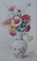 Oeillets dans un vase en faience