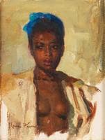 Young Womn with Blue Ribbon