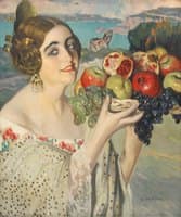 Spanish Woman with a Plate of Fruits