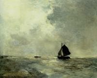 Sailing Boat In Choppy Seas