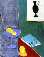Still LIfe with Lemons Which Correspond in Form to a Drawing of a Black Vase on the Wall
