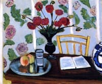 Still LIfe: Bouquet of Dahlias and White Book