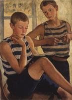 Boys in sailor's striped vests