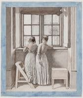 At the window in the artist's studio
