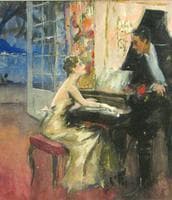 At the piano