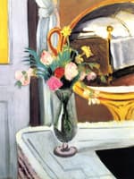Vase of Flowers on the Dressing Table, the Bed Reflected in the Mirror