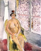 Nude with a Spanish Comb, Seated by a Curtained Window