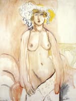 Antoinette with Feathered Hat, Nude Torso Standing