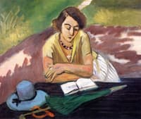 Reader Outdoors, Umbrella on the Table
