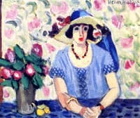 Italian Braided Straw Hat, Vase of Flowers