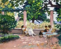 Three Young Ladies on a Terrace in Laudun