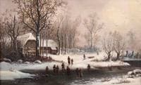 A Frozen Canal with a Peasants