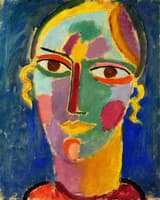 Mystical Head; Female Head on a Blue Background