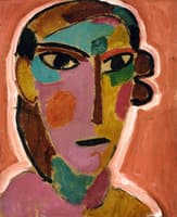 Mystical Head; Female Head on a Red Background