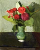 Bouquet of Flowers in a Green Vase
