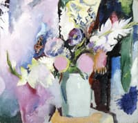 Still Life with Pansies and Gladiolas