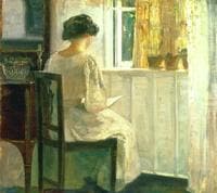 Girl Reading in a Sunlit Room