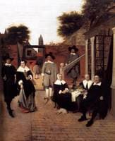 Portrait of a Family in a Courtyard in Delft