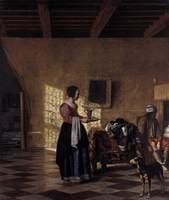 Woman with a Water Pitcher, and a Man by a Bed